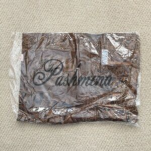 NEW Pashmina Scarf Wrap Tassles Black Brown 55% Pashmina 45% Silk SEALED